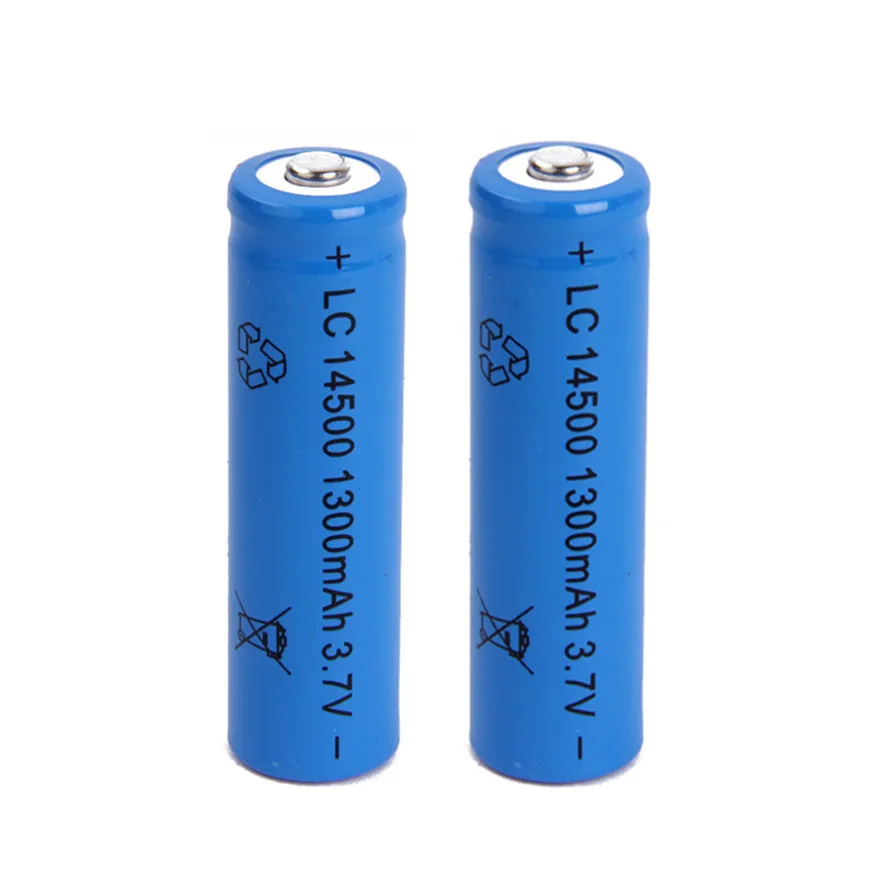 6pcs/lot SHSEJA High Capacitance 14500 Battery 3.7V 1300mAh Rechargeable li-ion Battery for Led Flashlight Batery Battery Newest