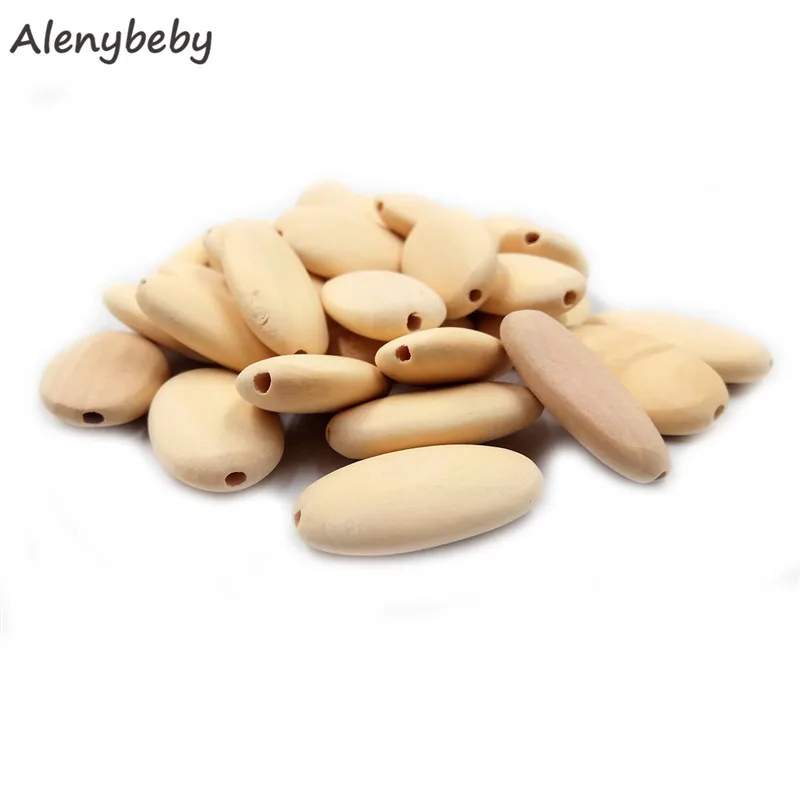 3.5cm2.0cm(1.4''0.8'')Natural Wooden Oval Flat Chips Unfinished Wood Beads Fashion Jewelry Chips DIY Baby Wood Teether