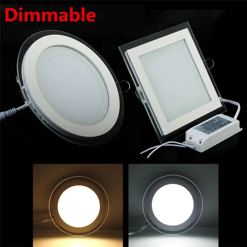 

Dimmable 6W 9W 12W 18W LED Panel Downlight Glass Recessed Ceiling Spot Light SMD5630 Warm Cold White Led Panels AC85-265V