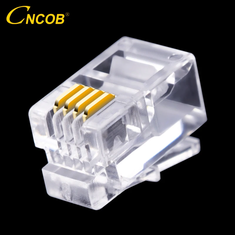 CNCOB 4P4C RJ9 telephone handset connector 4-core audio connector 4-wire plug Gold-plated copper chip 100pcs