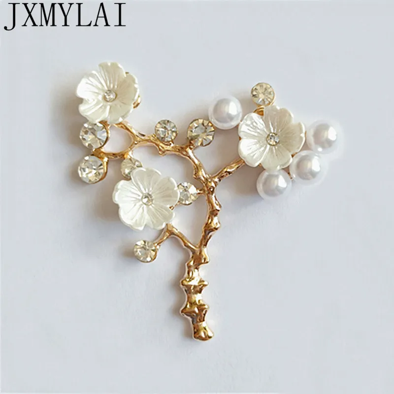 10 PCS 45*47mm Alloy KC Gold Pearls Flowers Accessories For Necklace Earrings Hair DIY Jewelry Accessories