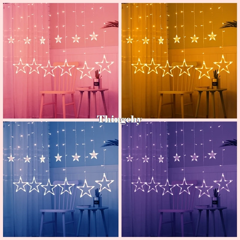 220V 138pcs LED fairy string lights Star Curtain Lights Waterproof outdoor christmas decorations for home wedding Garlands natal