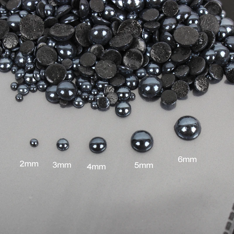 1000pcs/lot white/black Mix Sizes Ceramic Beads Half Round Flatback Pearl 2mm-6mm mixed for DIY Glue Nail Art Garment