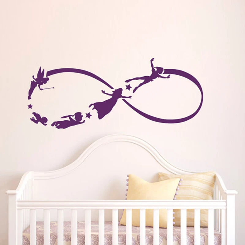 Peter Pan Infinity Wall Decal Nursery Stickers- Fantasy fairytale magic tinkerbell Peter Pan Wall Art Room Decor