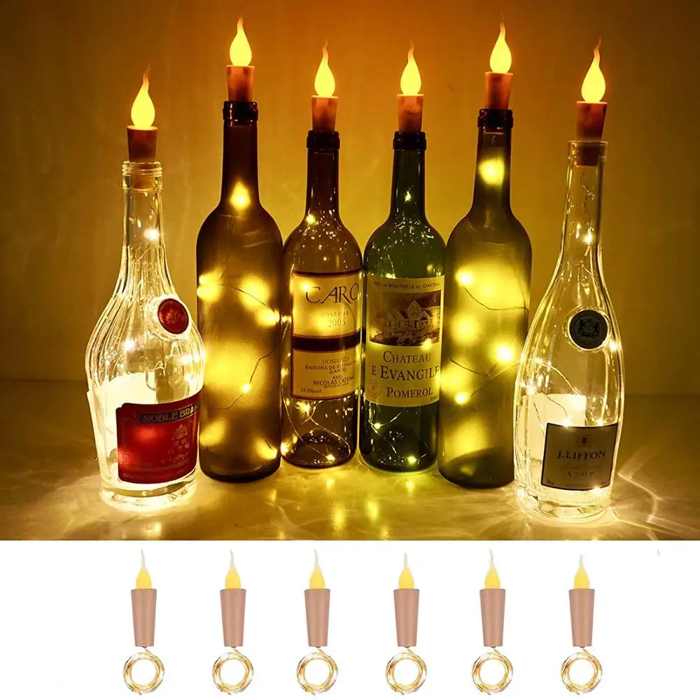 

Candle Wine Bottle Lights With Cork 2M LED String Lights Batteries Powered Garland String Fairy Night Lamp Wedding Decoration