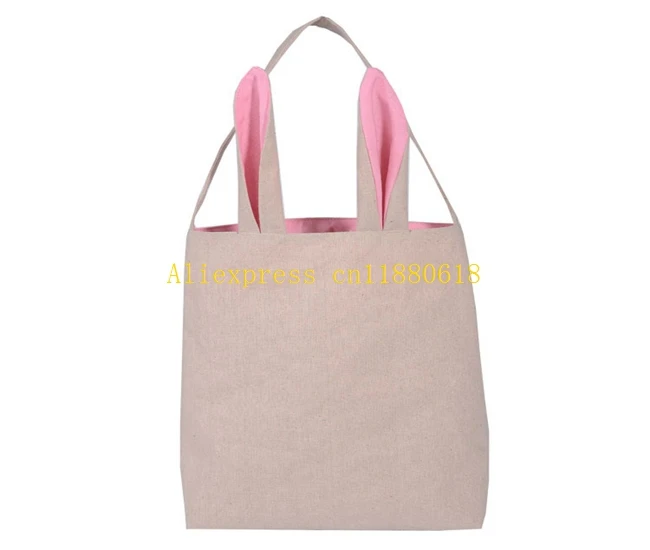 

20pcs/lot Free Shipping 2016 Newest Cotton Burlap Easter Gift bag Tote Jute Easter Bunny bags With Bunny Ears Easter Baskets