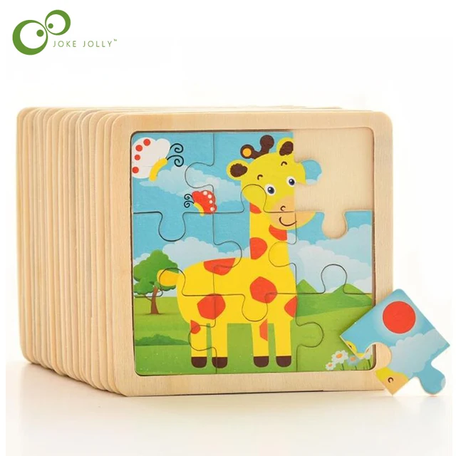 4 sztuk/partia 3D drewniane puzzle dla dzieci zabawki dla dzieci Cartoon zwierząt/zestaw drogowy puzzle dla dzieci edukacyjne puzzle hurtownia GYH