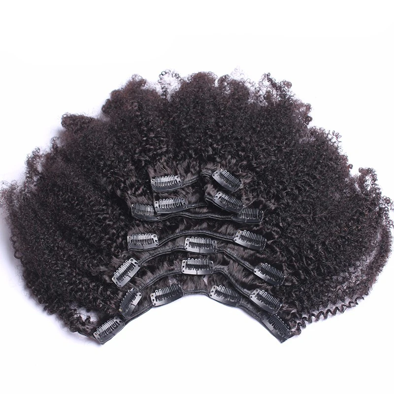 Clip In Human Hair Extensions 4B 4C Afro Kinky Curly Clip Ins Mongolian Virgin Hair Full Head 7 Pcs YouMay Products Wholesale