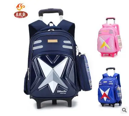 kids School backpack On wheels Trolley School backpacks bags wheeled  kid\'s School Rolling backpack for boy Children Travel bags