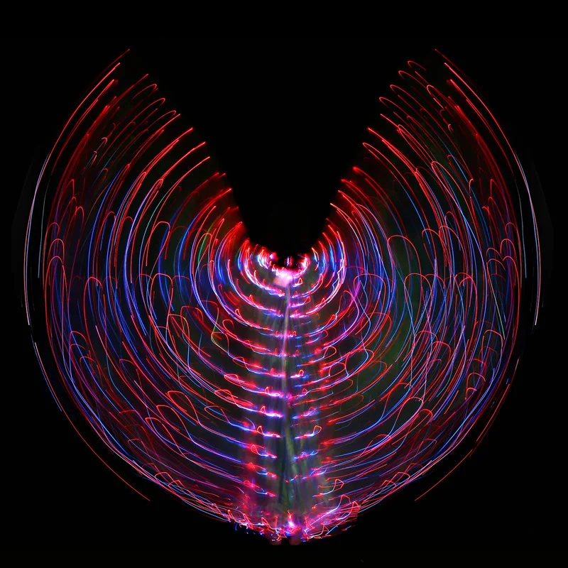 Ruoru Star Multicolor Led Isis Wings with Holding Sticks Belly Dance Stage Performance Club Light Up Costume Props 360 Open