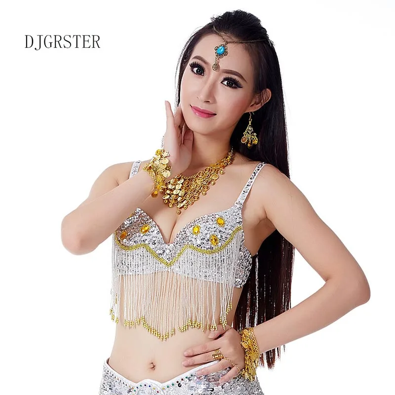 DJGRSTER – costumes de danse du ventre pour femmes, 9 couleurs, soutien-gorge sexy, avec pierres scintillantes et paillettes