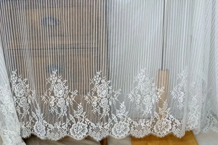 High quality export vertical eyelash lace fabric DIY skirt dress accessories Vertical bar lace fabric