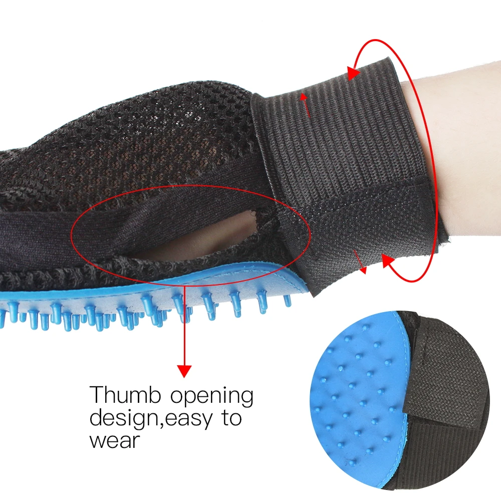 Pet Grooming Glove For Cats Pet Dog Hair Deshedding Brush Comb Glove For Pet Dog Finger Cleaning Massage Glove Cat Accessoies