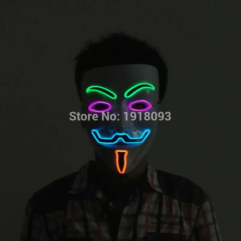 High quality 6 Style Blinking Sound active EL Mask Vendetta mask LED mask  Novelty Lighting Mask Gift for Halloween,Party