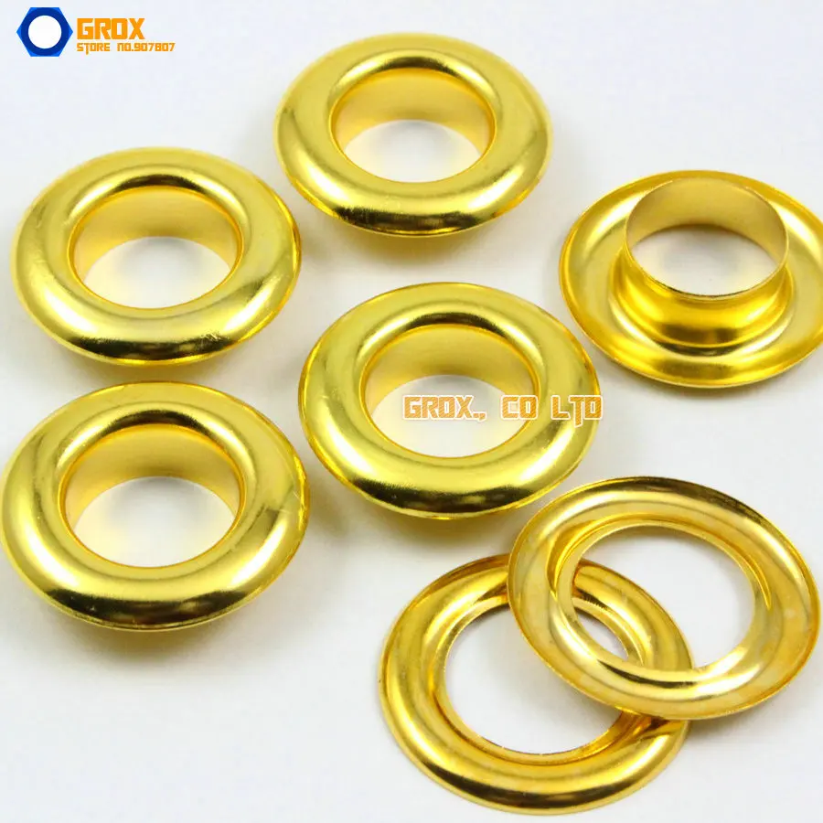 100 Set 27*15*8mm (Outer diameter * Inner diameter * Height) Gold Round Eyelet Grommet