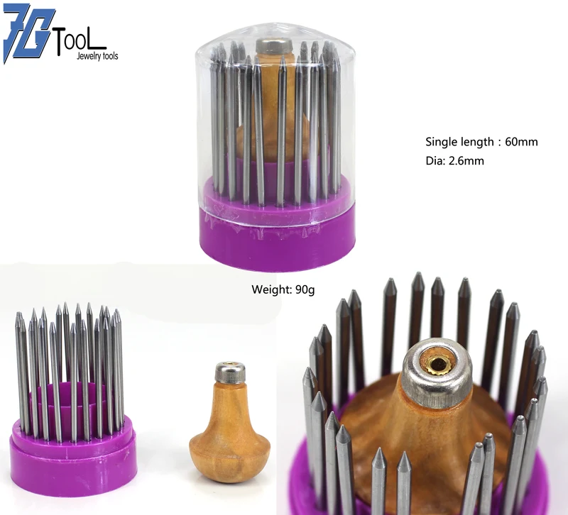 12/23pcs Bead Grain Tools Set Graver Beader with Graver Wood Handle for Goldsmith Diamond Stone Setting Graver Jewelry Tools kit