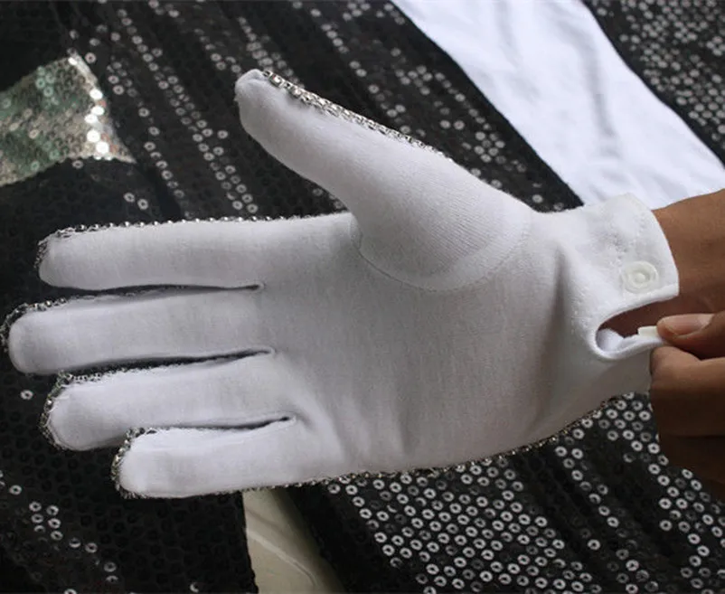 MJ Michael Jackson Classic Silver Handmade Billie Jean Shining Glove Imitate performance Collection