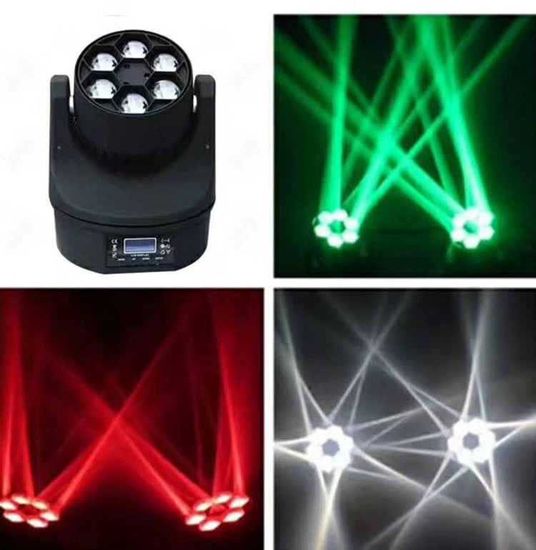 

6x15W DMX512 100W LED Stage Beam+ Wash Light effect 11/14 Channels Bee Eye RGBW Beam Mini Head Moving Light Party Disco Show