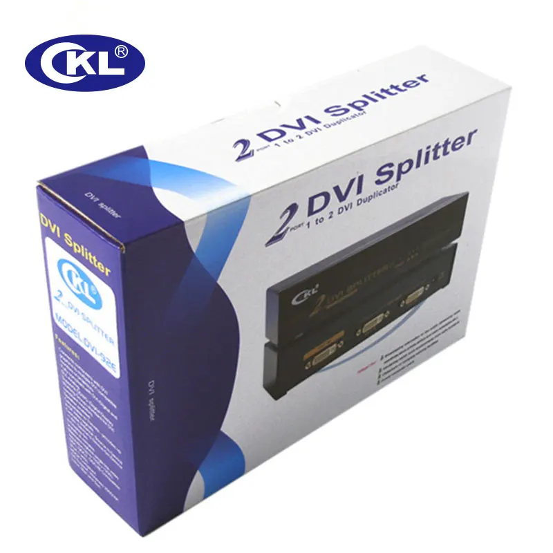 CKL 1 x 2 2 Port DVI Splitter Video Sharing Device Stable Performance Support HDCP DDC DDC2 DDC2B 1920*1080 Metal DVI-92E