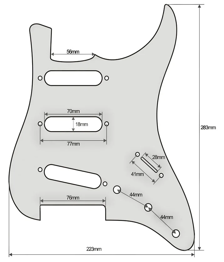 3Ply 3 Single pickup DIY Guitar Pickguard NO Side Holes Pickguard with Transparent Template For FD ST Style Guitar