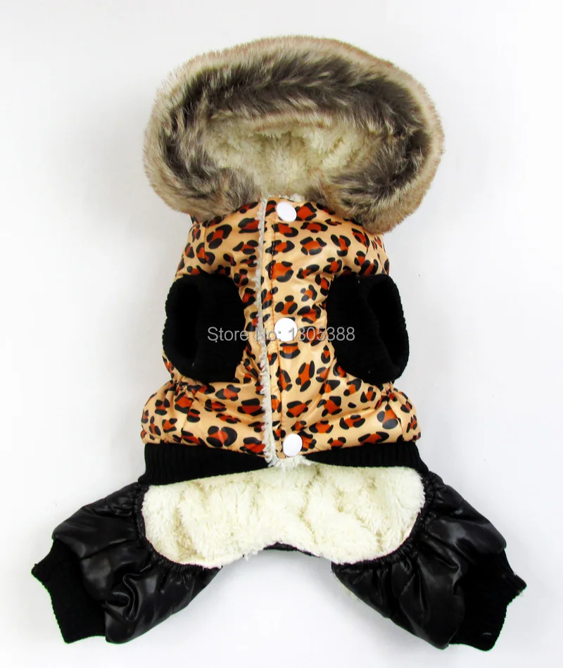 Waterproof Hooded Jacket for Small Dogs, Leopard Clothes, Warm Puppy Coats, Chihuahua, Yorkie Clothing, Winter