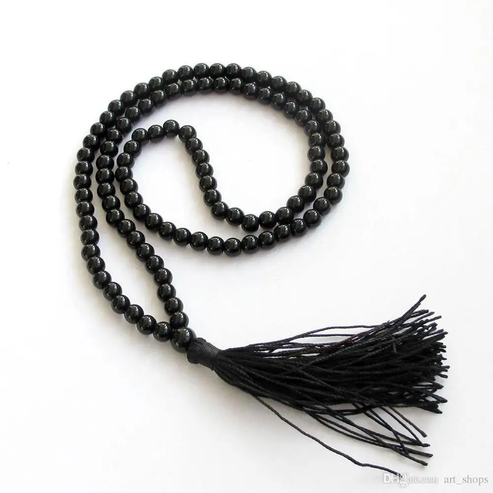 Ffree Verzending ** Aaa 6Mm 108 Zwart Nieuwe Gem Kralen Tibet Boeddhistisch Gebed Mala Ketting