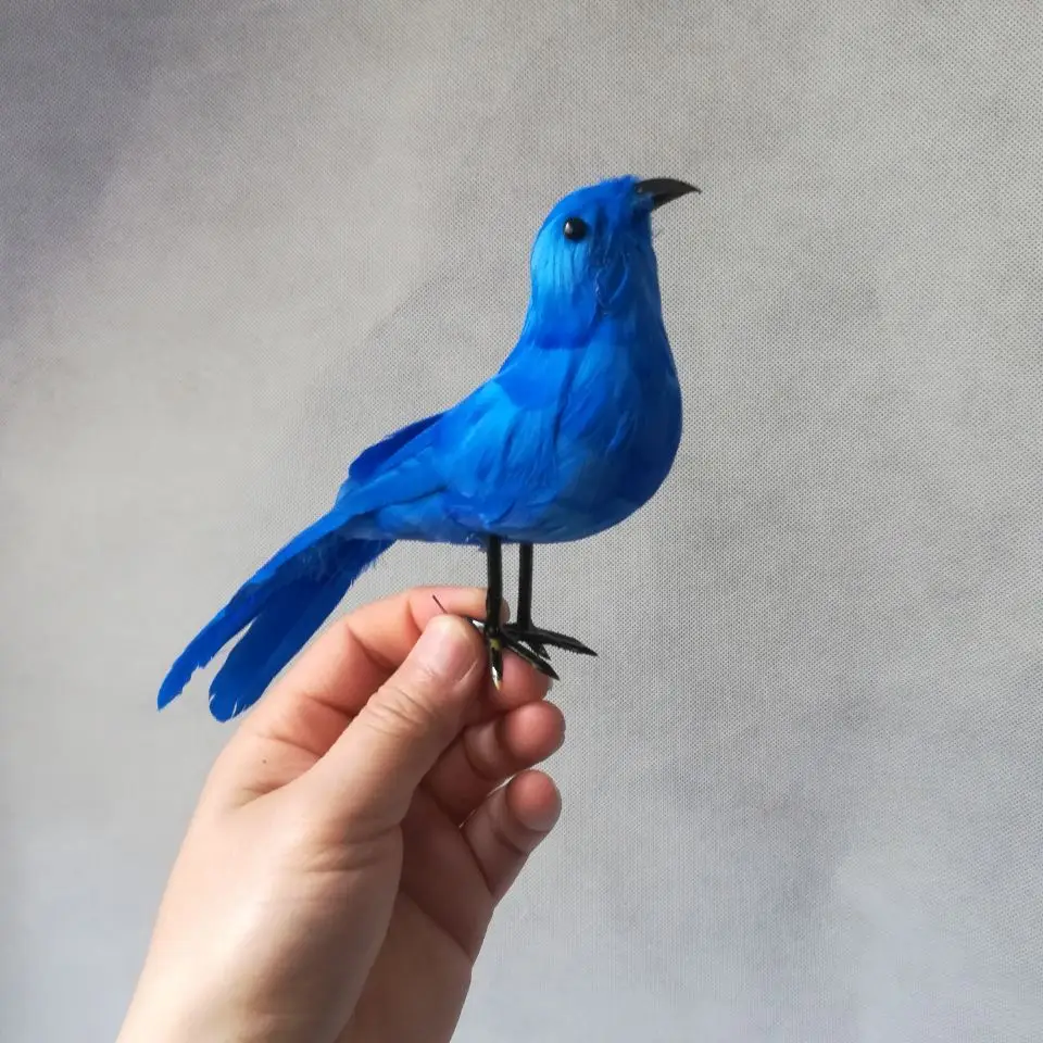 Oiseau bleu, jouet en mousse et plumes, décoration de jardin, accessoire de tournage, cadeau h1587, 22cm environ