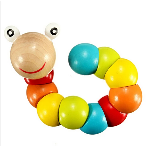 NEW Cute Insert Puzzle Kids Educational Wooden Toys Baby Children Fingers Flexible Training Science Twisting Worm Toys hot sale