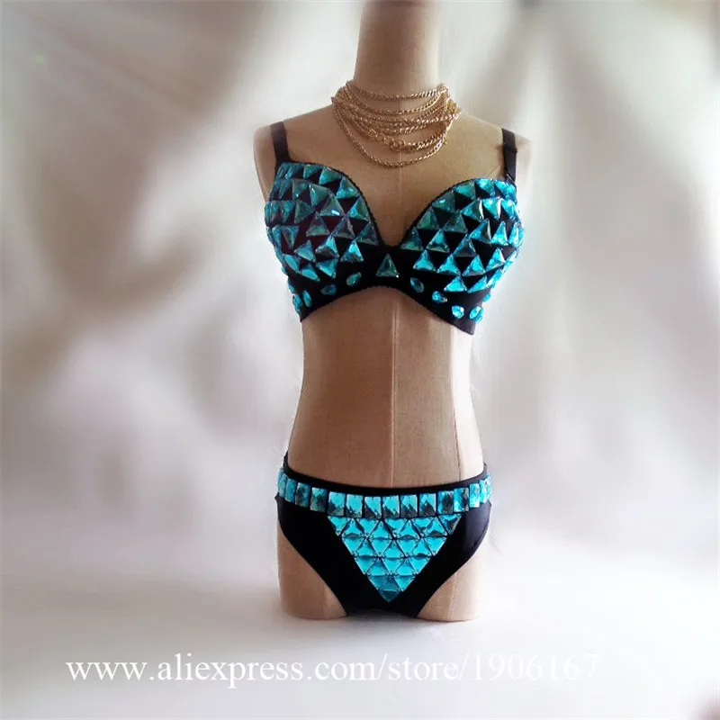 

Модная синяя сексуальная женская одежда с зеркалом для вечерние сценический костюм DS для ночного клуба для выступления Новая Одежда для танцев