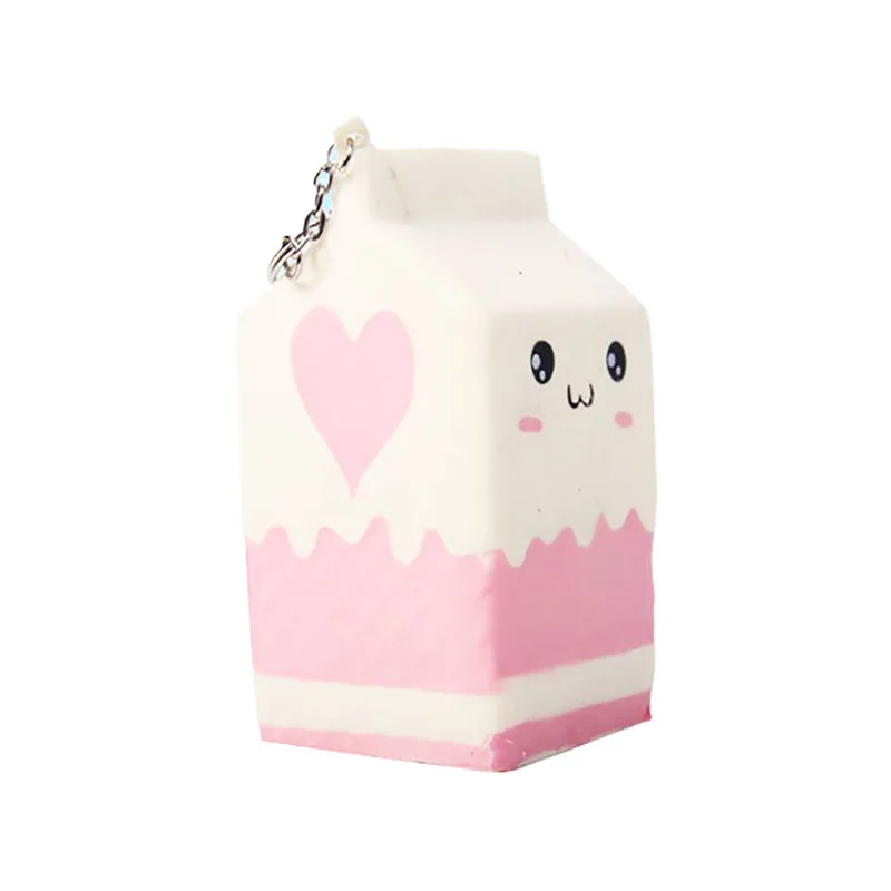 Squishy Milk Bottle/Can/Box Squeeze Soft Slow Rising Phone Key Chain Strap Pendant Roll Squishes PU Cute Anti-stress Toys Gifts