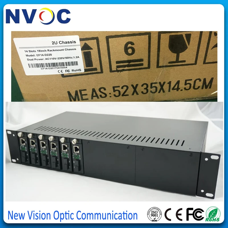 2U 14Slots 19 inch Rack Mount Chassis, Single Power Supply Fiber Optical Media Converter Chassis/ Empty Rack Mount,AC110V-220V