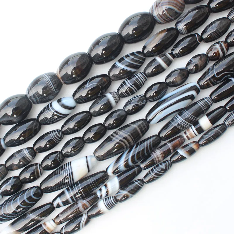 Black stripe ag 6-30mm Oval beads 15inch per strand ,  For DIY Jewelry Making, pendant,necklace