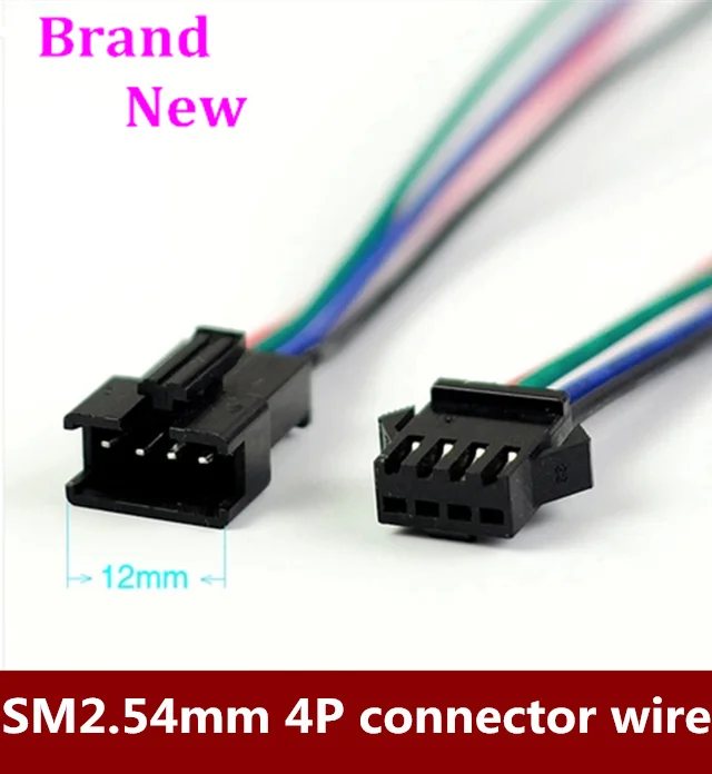 

Best choice & Free shipping via DHL 500sets SM2.54mm 4P LED terminal line male and female power connecting line 200mm