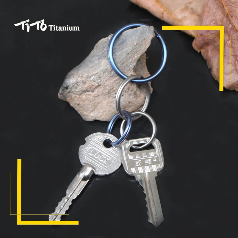TiTo Titanium GR2 titanium key ring outdoor micro keychain Buckle Round Split circle 6Pcs/lot