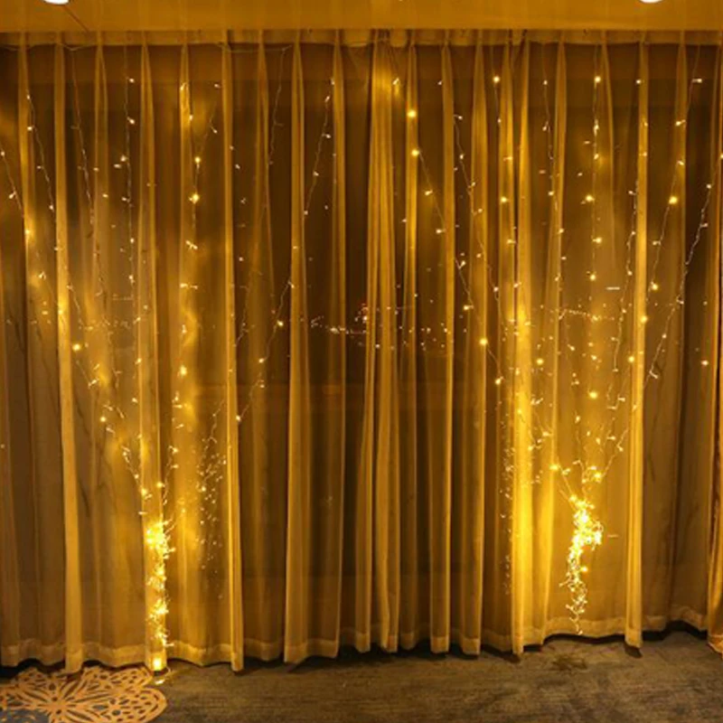 

Lamp Night Light 3 x 3Meter Garland LED Curtain Lcicle String Romantic Curtain Lights Wedding Holiday Christmas Lights String