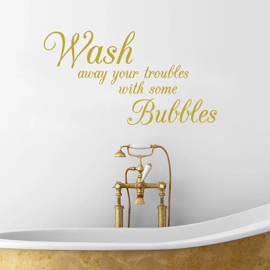 Waterproof Removable Bathroom Wall Decals Art Decor - Wash Away Your Troubles Vinyl Wall Sticker Home Bathroom Decoration