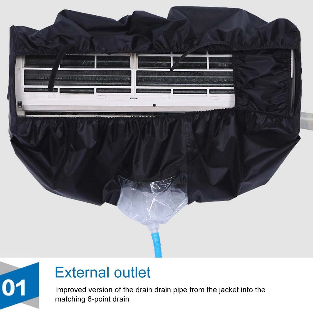 Air Conditioning Cover Wall Mounted Air Conditioner Cleaning Protective Dust Cover Clean Tools Tightening Belt for 1-1.5p/2P-3P