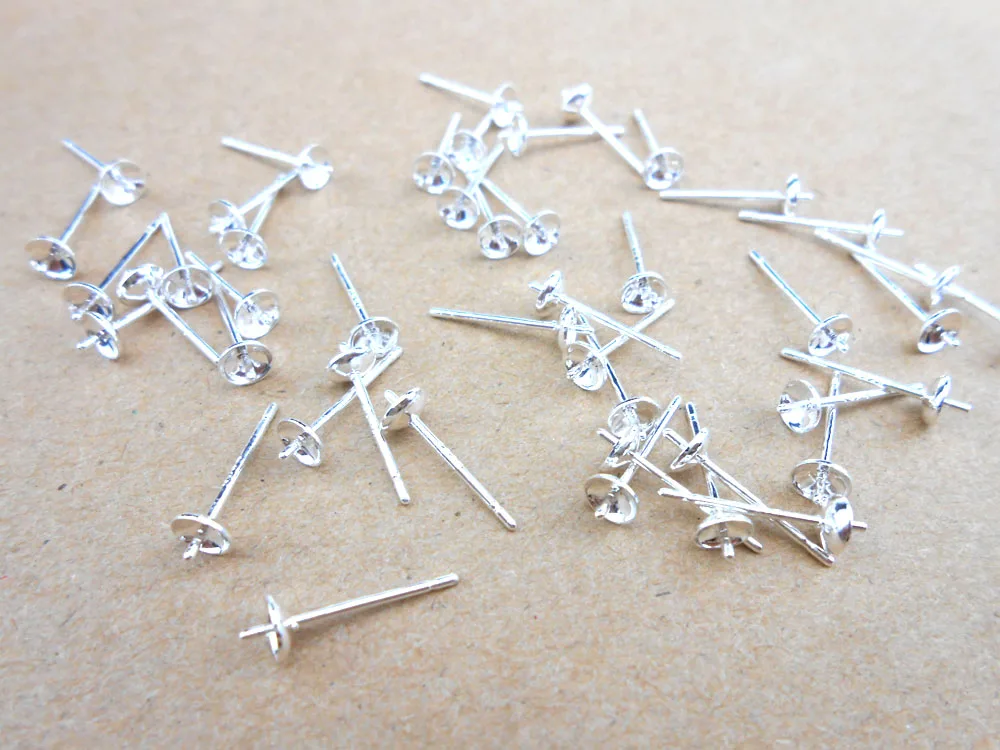 Quick delivery wholesale 50-200PCS multi-select number 925 white ear earrings results DIY supplies after the lock