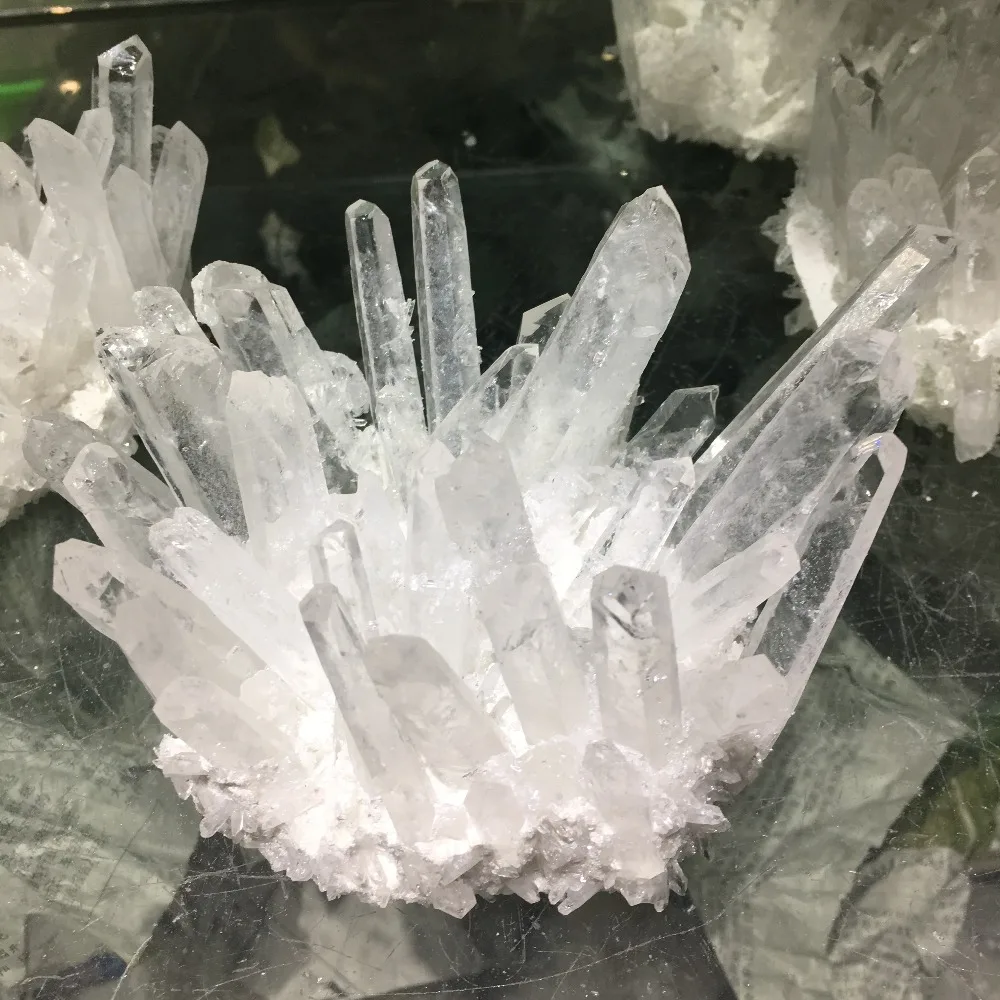 450g Natural white crystal clear quartz white crystal cluster nunatak decoration crystal column point