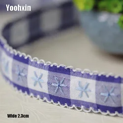 2.3CM Wide Luxury Embroidery Blue Flower Lace Fabric Trim Ribbon DIY Sewing Applique Collar Cord Guipure Wedding Dress Decor