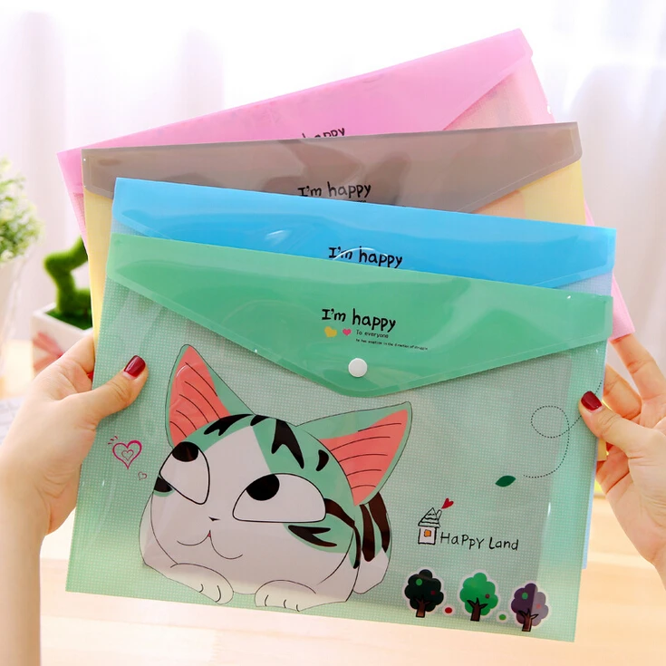 1Pcs Nieuwe Leuke Kaas Kat Pvc A4 Bestandsmap Document Indienen Tas Briefpapier Gift H2350