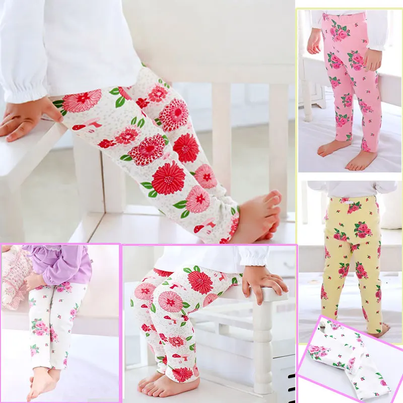 

1pc Baby Girls Toddler Kids Floral Print Winter Fleece Leggings All Matched Legging Pants Clothes Trousers 2024 Clothing