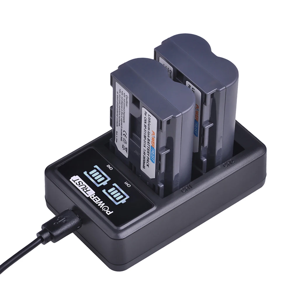 

PowerTrust 2650mAh BP-511 Bateria BP-511A Battery + LED USB Dual Charger for Canon G6 G5 G3 G2 G1 EOS 300D 50D 40D 30D 20D 5D