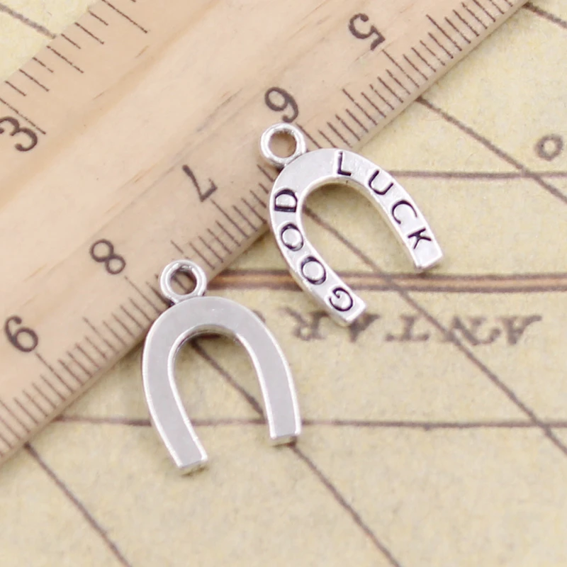 20pcs Charms Lucky Horseshoe Good Luck 17x12mm Tibetan Silver Color Pendants Antique Jewelry Making DIY Handmade Craft