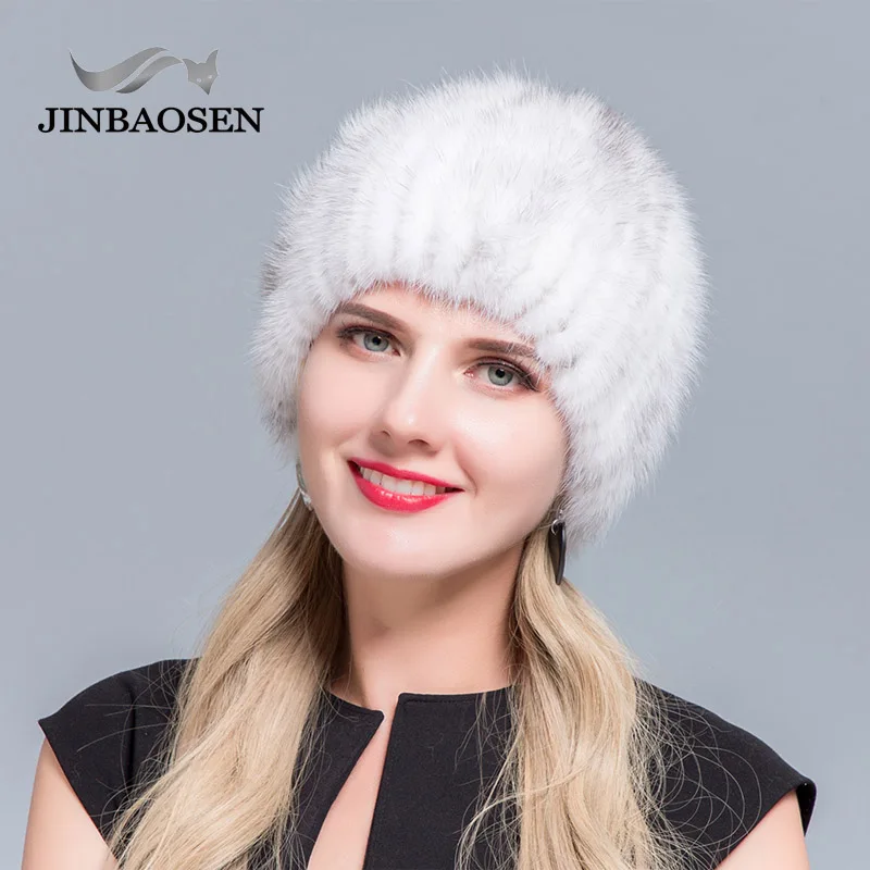 Middle Aged Women In The Winter Mink Fur Hat Women Knitted Sweater Hat Fashion European and American Style Ski Caps