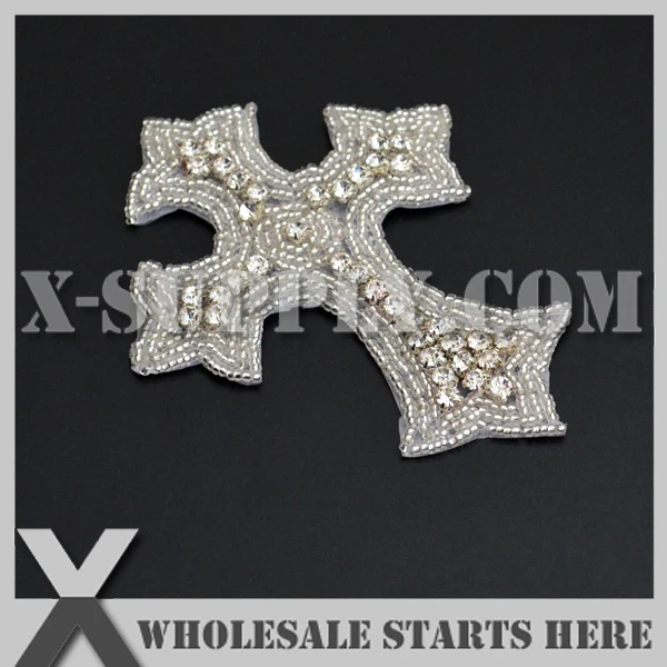 

(50pcs/lot) Iron On Cross Rhinestone Appliques, X1-RAT2420