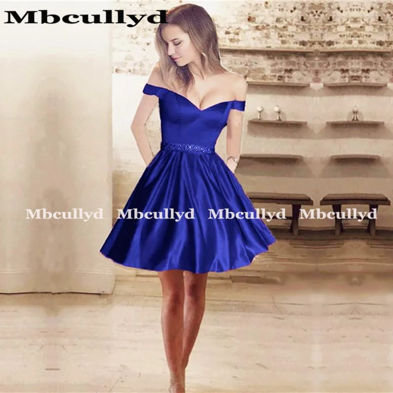 Mbcullyd-Vestido corto de fiesta con hombros descubiertos para mujer, minivestido Rosa elegante con cuentas, 2023