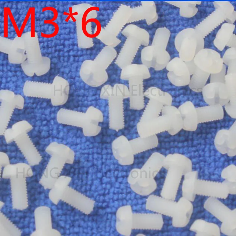 

M3*6 6mm 1000pcs white Round Head nylon Screw plastic screw Insulation Screw brand new RoHS compliant PC/board DIY hobby etc