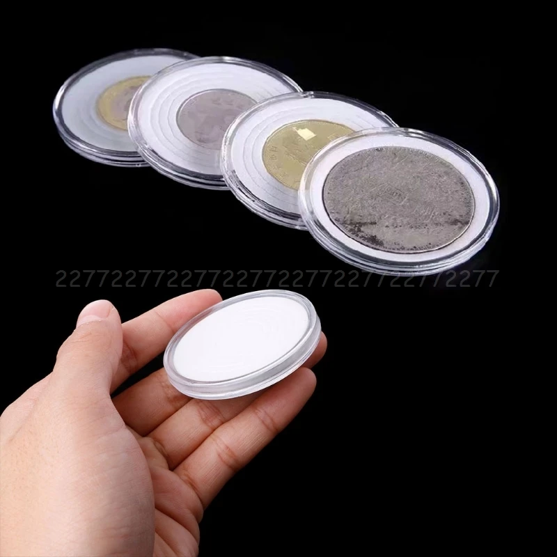 46mm Plastic Coin Holder Storage Case Display Box With 5 Sizes Pad Rings Dropshipping