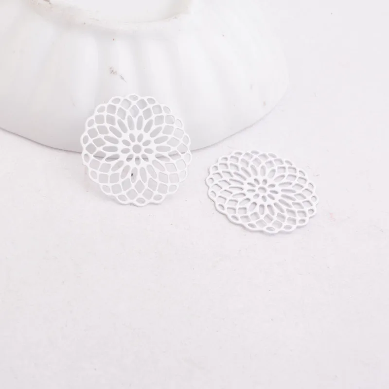 50 Stück AC2673 25mm Runde Charms Metall-Schmuck Filigran-Ohrring-Zubehör – Detail 5
